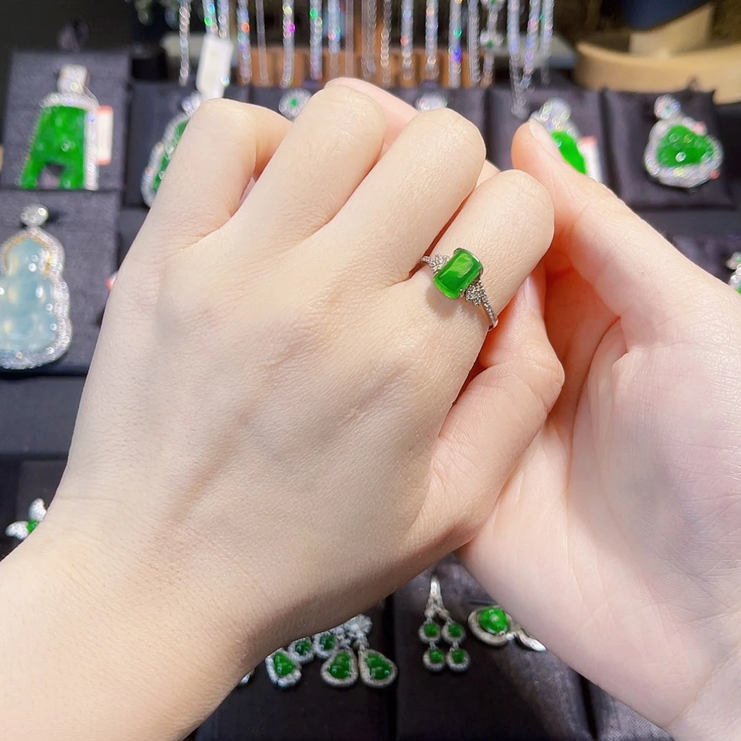 翡翠银S925镶嵌颈饰D**e戒指