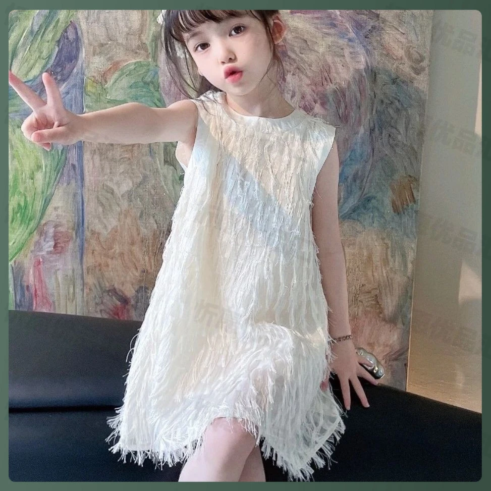 女童连衣裙夏装新款儿童背心公主裙宝宝超仙流苏蝴蝶舒适亲肤百搭