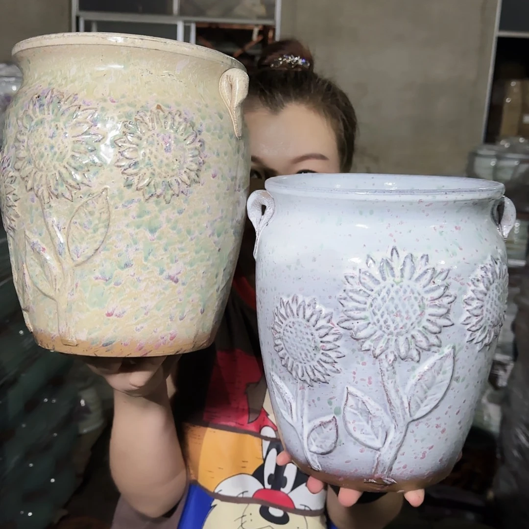 紫砂花盆高24口20