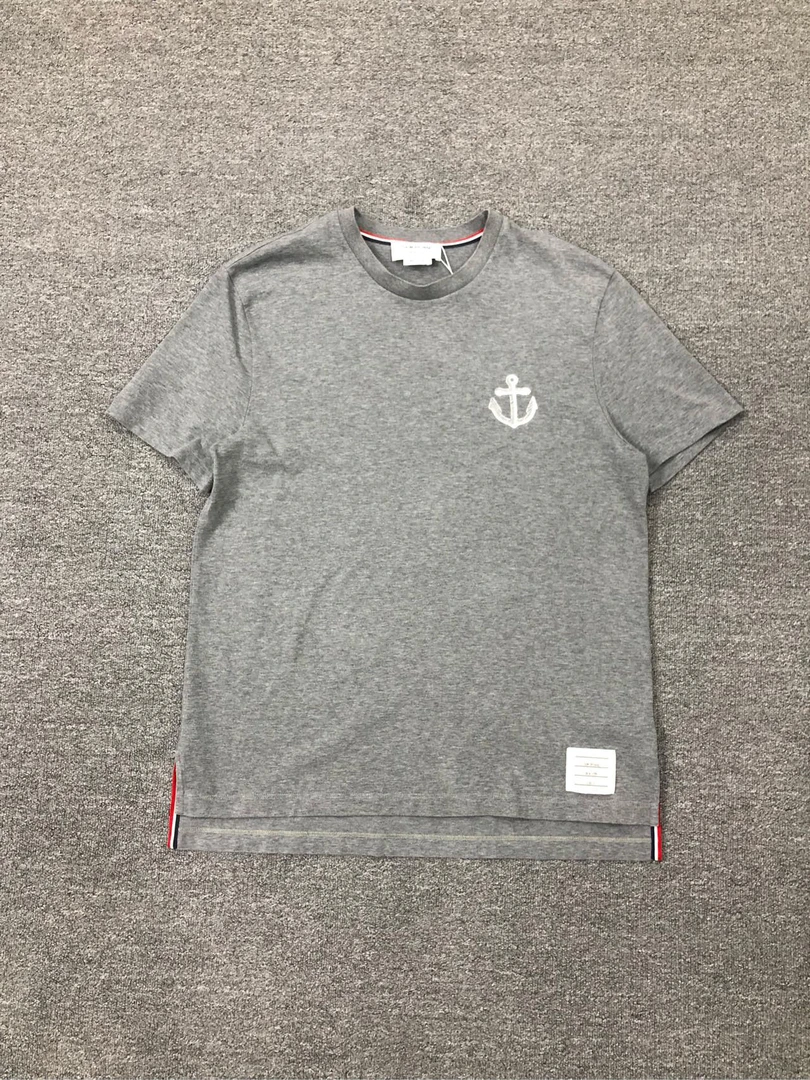 99新 THOMBROWNE 船锚刺绣图案短袖T恤/灰色/3码
