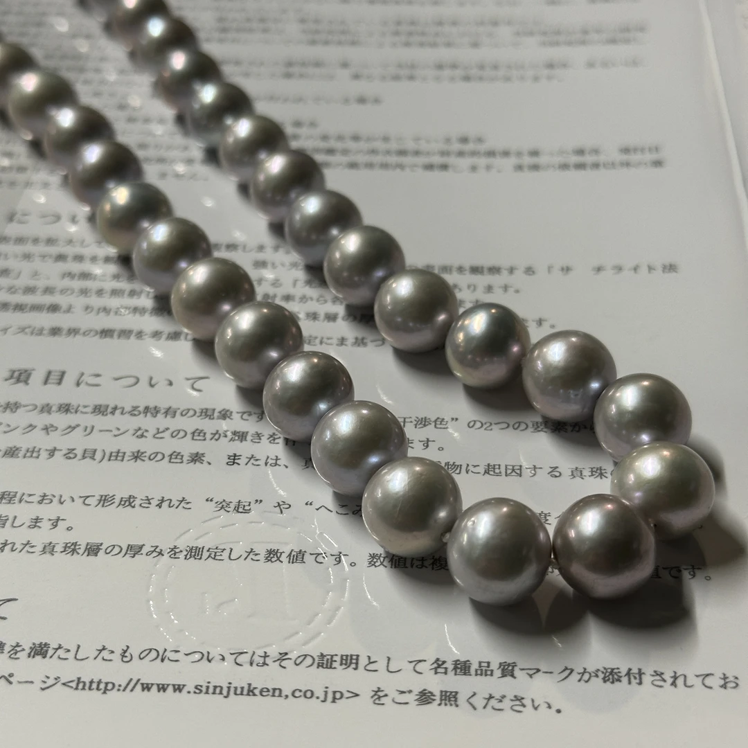 珍珠项链 日本大证银灰色珠珠项链 约11-12mm ZB251264