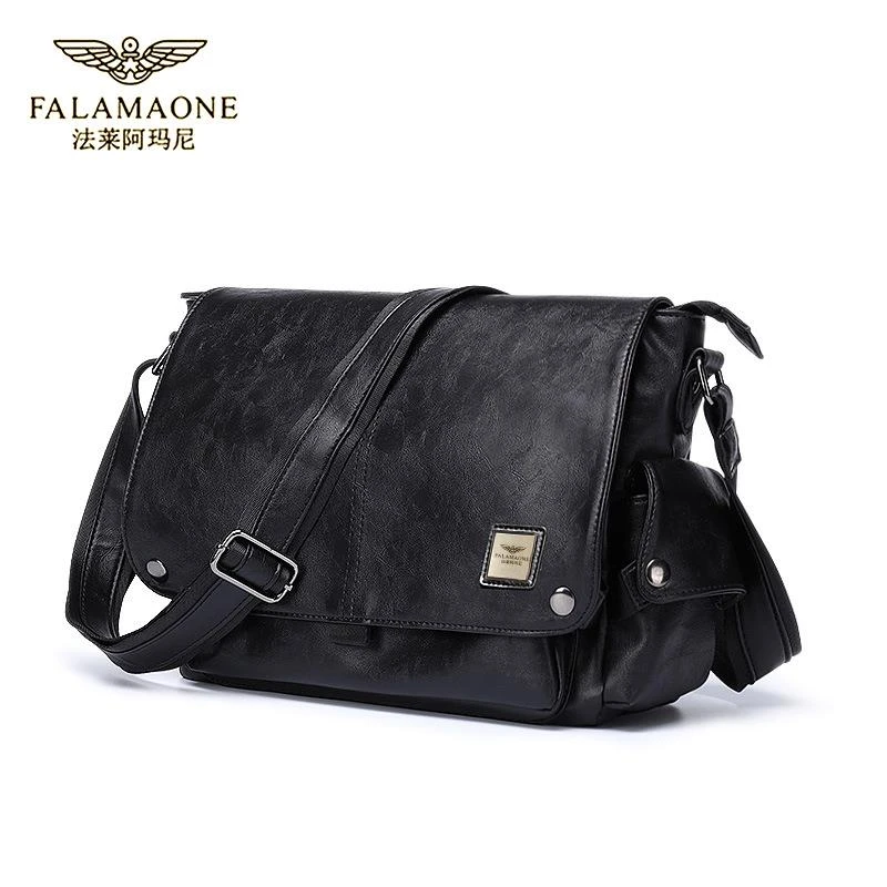法莱阿玛尼单肩包斜挎包休闲时尚通勤大容量百搭复古简约男士包包