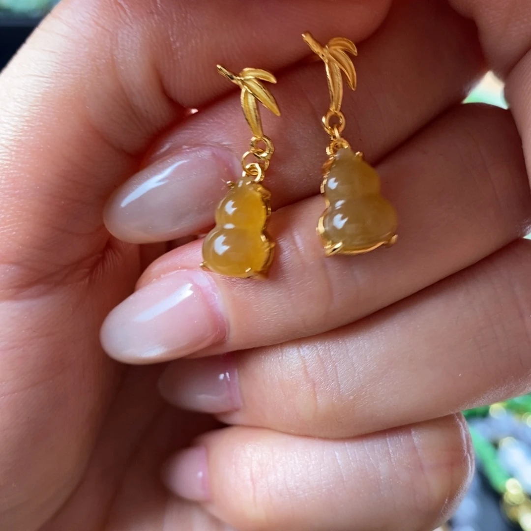 和田玉银S925镶嵌耳饰且末糖葫芦耳坠