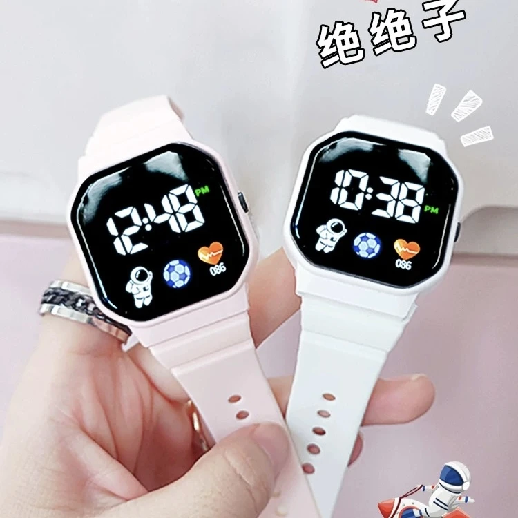 学生儿童女生男生中小学高颜值礼物防水夜光电子表女款电子手表