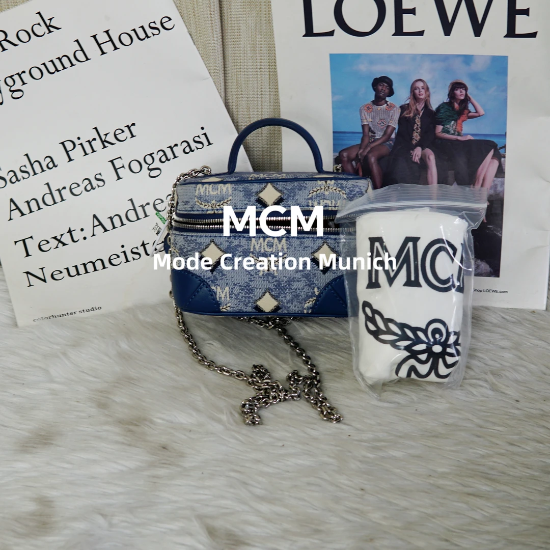 95新 MCM 牛仔色盒子包/WJ06718204/8204