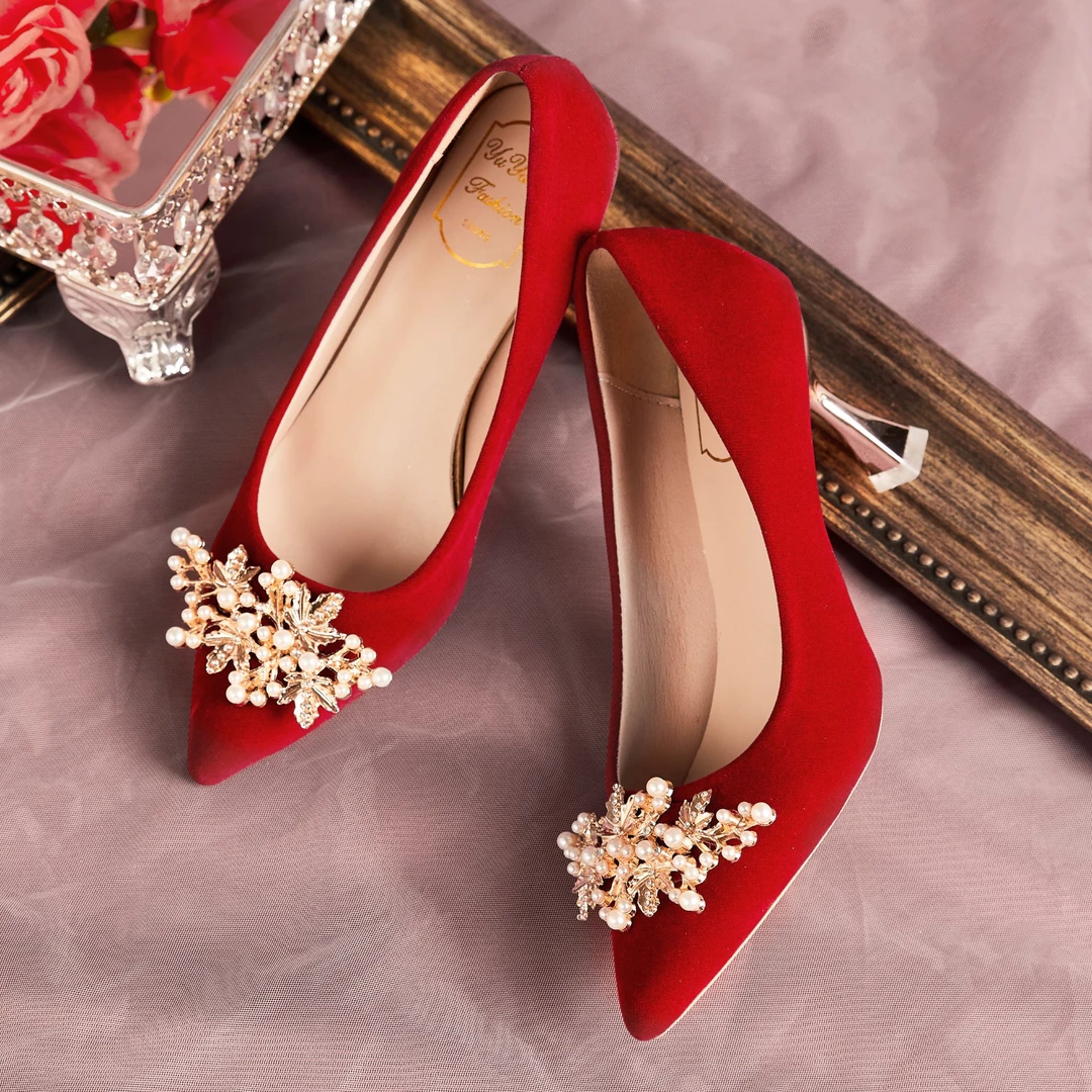 红色婚鞋女秀禾服细跟高跟鞋新娘鞋2025年新款中式礼服鞋单鞋女鞋