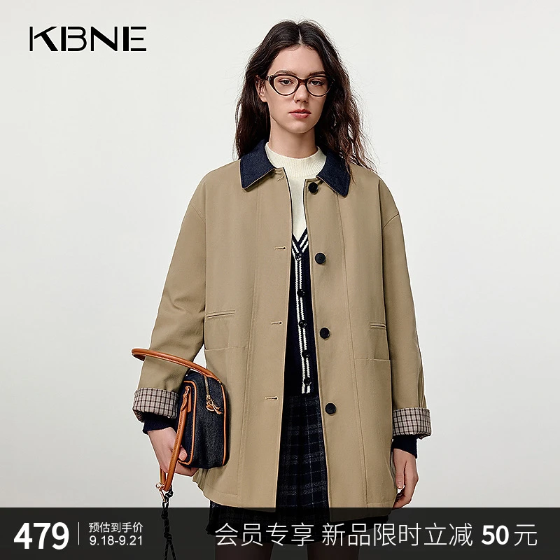 KBNE棉服女款爆款2025新款秋冬保暖百搭巴恩风琥珀流光风夹棉外套