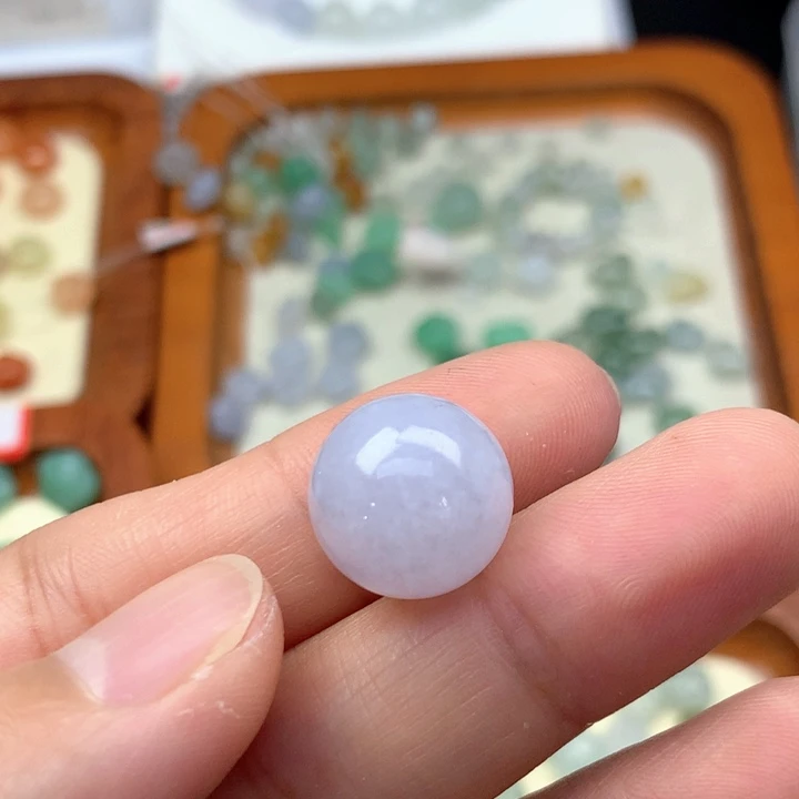 翡翠散珠翡翠珠子卡13.5圆珠