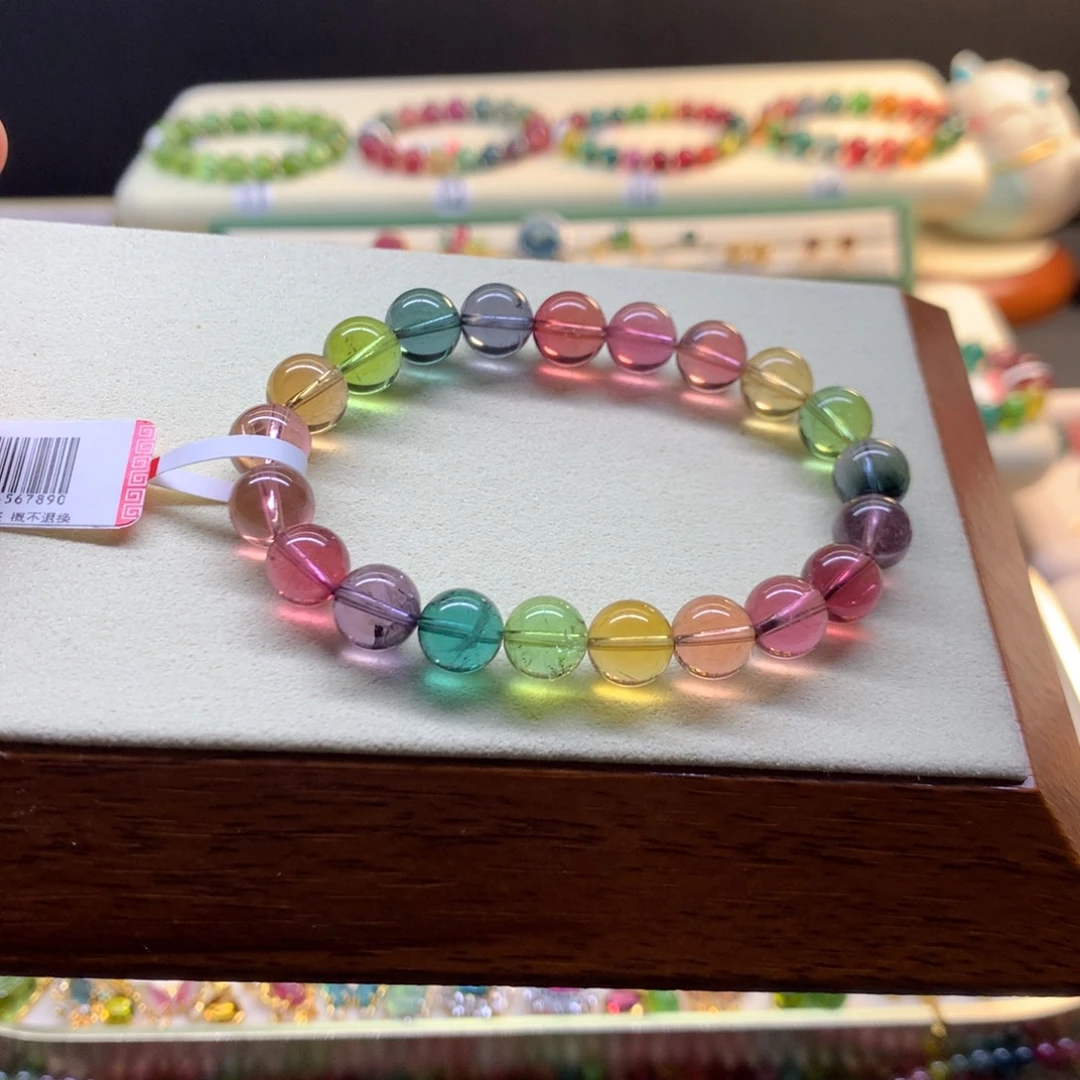 碧玺手链未镶嵌艳丽彩虹碧玺