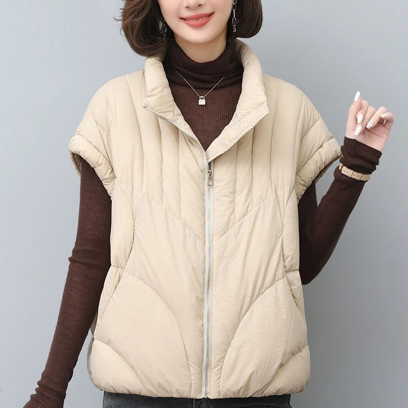 棉马甲2024冬季时尚新款减龄轻薄立领棉服保暖背心护肩外套女时尚
