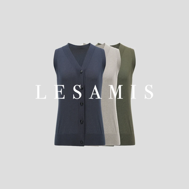 LESAMIS·森屿织夏 清凉感醋酸天丝V领针织马甲3020526