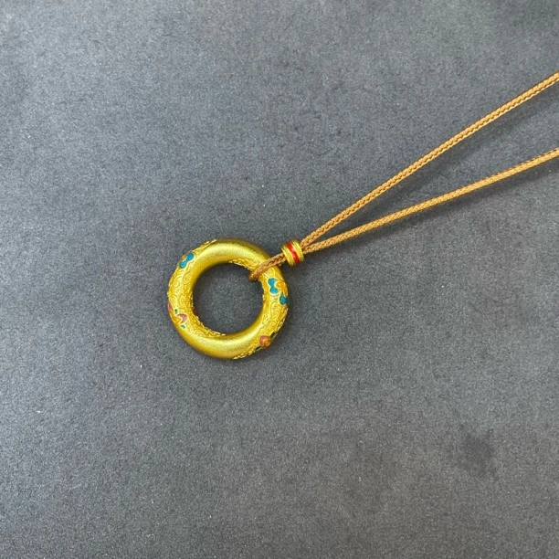 铜合金布艺吊坠 MT81-珐琅新中式平安扣吊坠2629