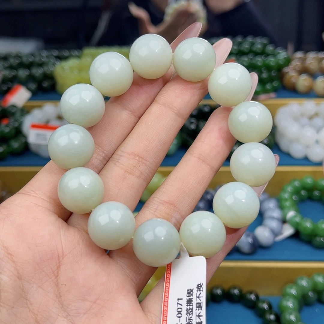 和田玉未镶嵌手链天然和田玉新疆且末高青白手串16