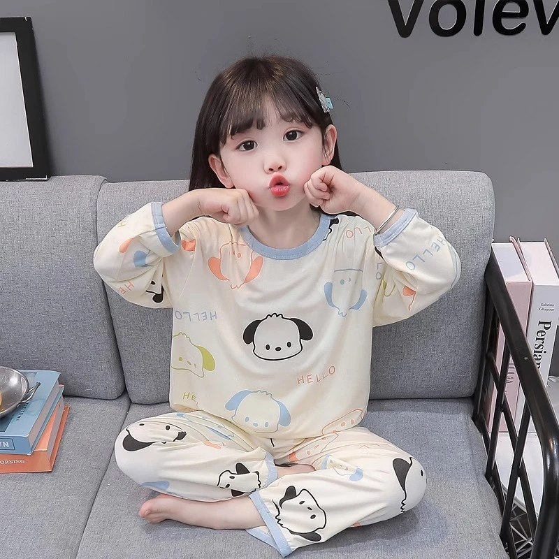 儿童睡衣夏季莫代尔女宝宝薄款女孩夏天长袖空调服女童春秋家居服