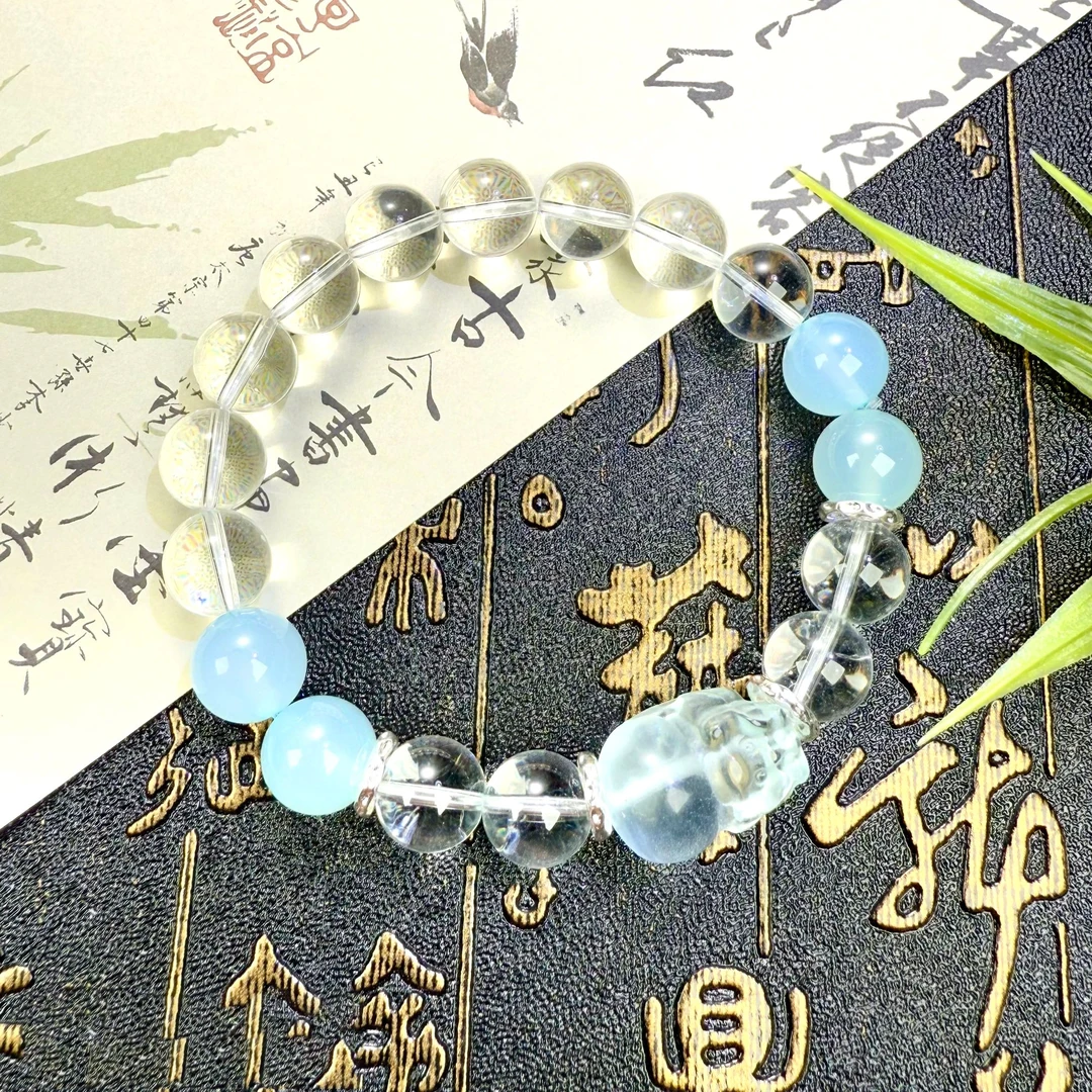 0110海蓝宝/白水晶/女士百搭手串