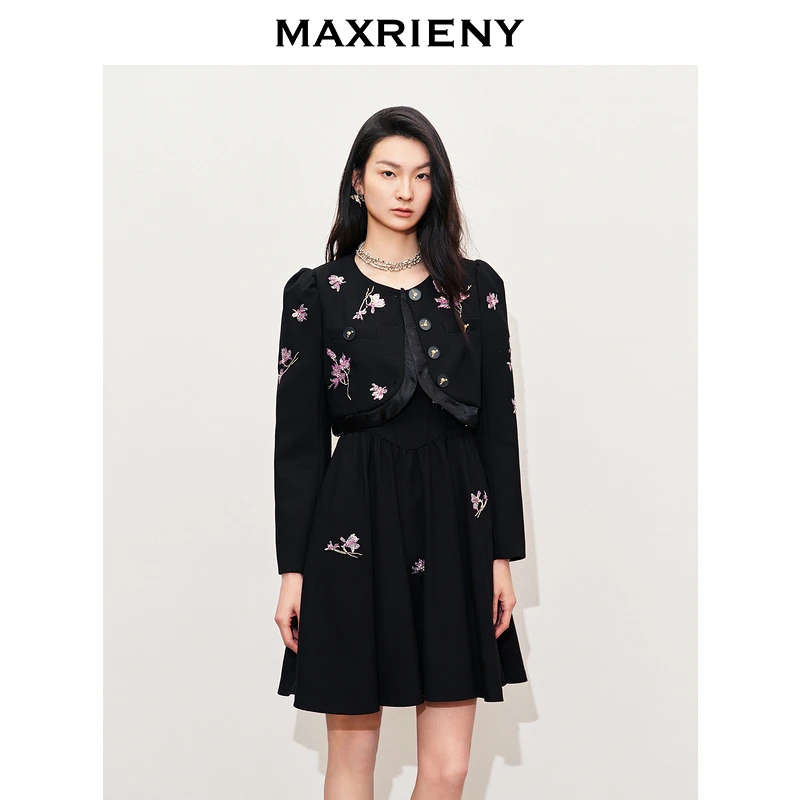 MAXRIENY【东方玉兰-商场同款】MAXRIENY复古中式玉兰绣花流苏外套