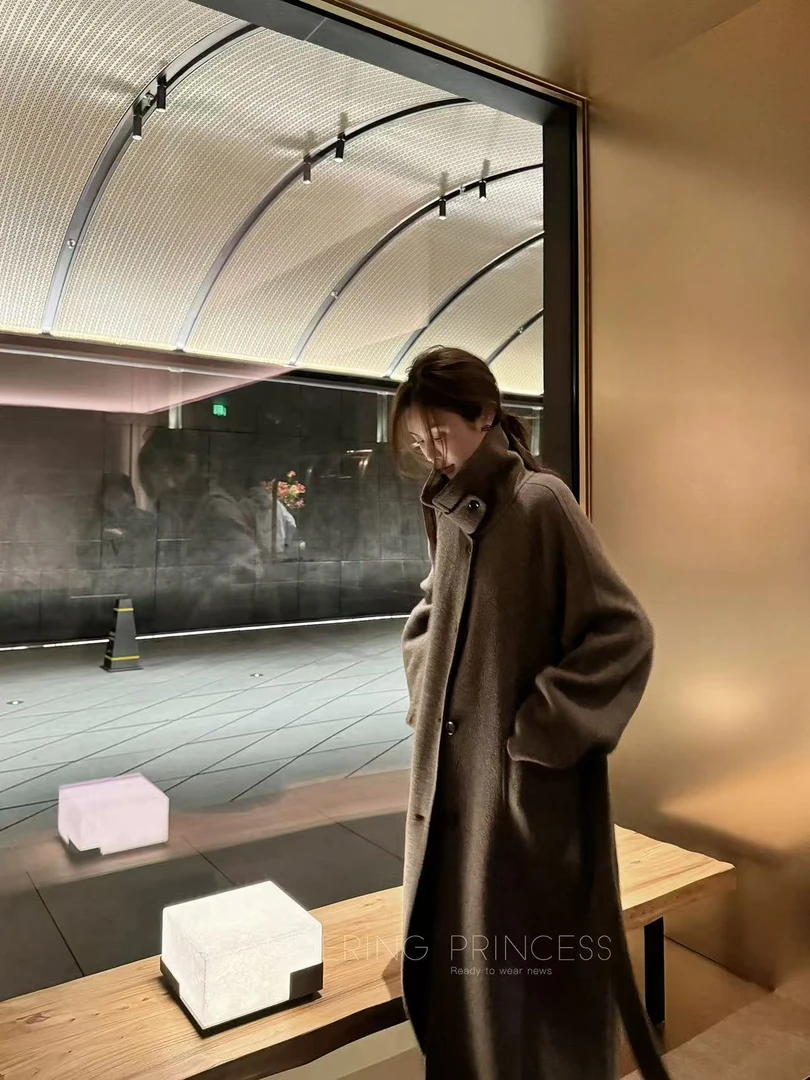 Xxia 2025秋季新款韩系立领 双面羊毛大衣