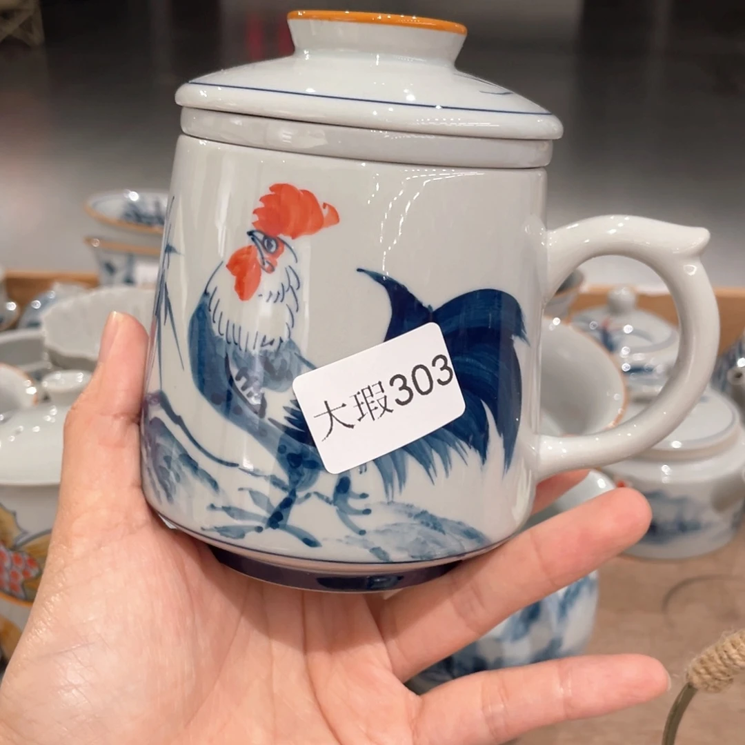 釉下手绘茶具微瑕