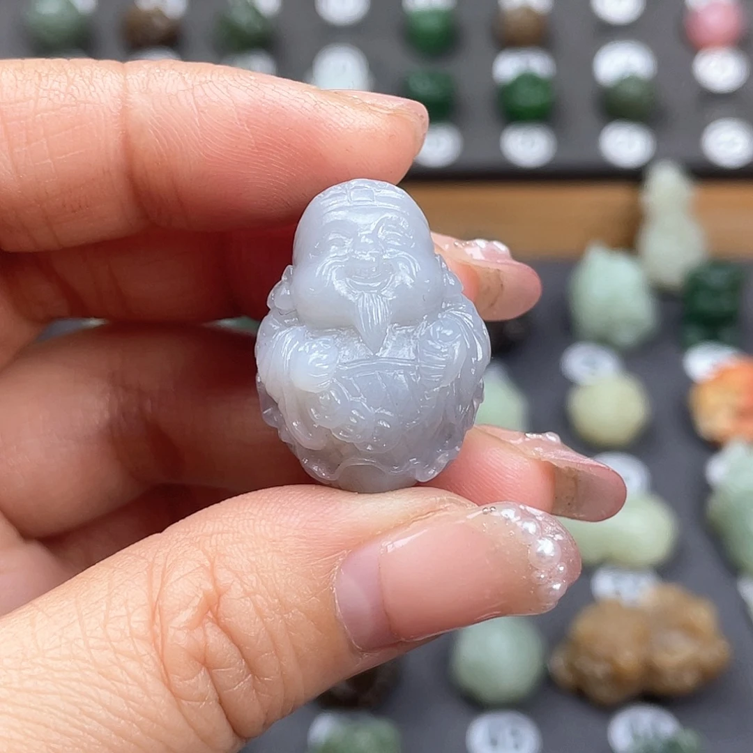 和田玉颈饰未镶嵌皇**娘烟紫财神挂坠