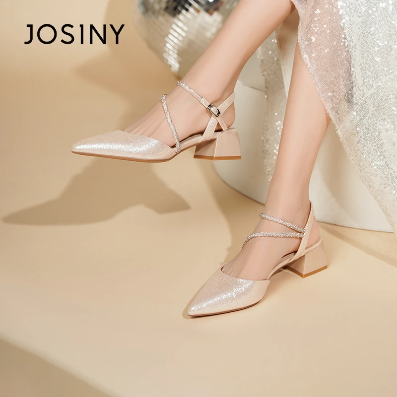 卓诗尼气质轻奢凉鞋2025夏季新款女士时尚百搭低跟浅口法式女鞋