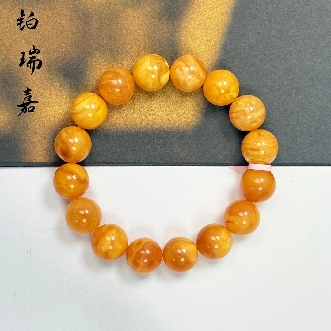 铂瑞嘉蜜蜡红花蜡12mm圆珠手串ML7155商品多样性发其一