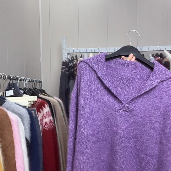紫色大翻领套头上衣