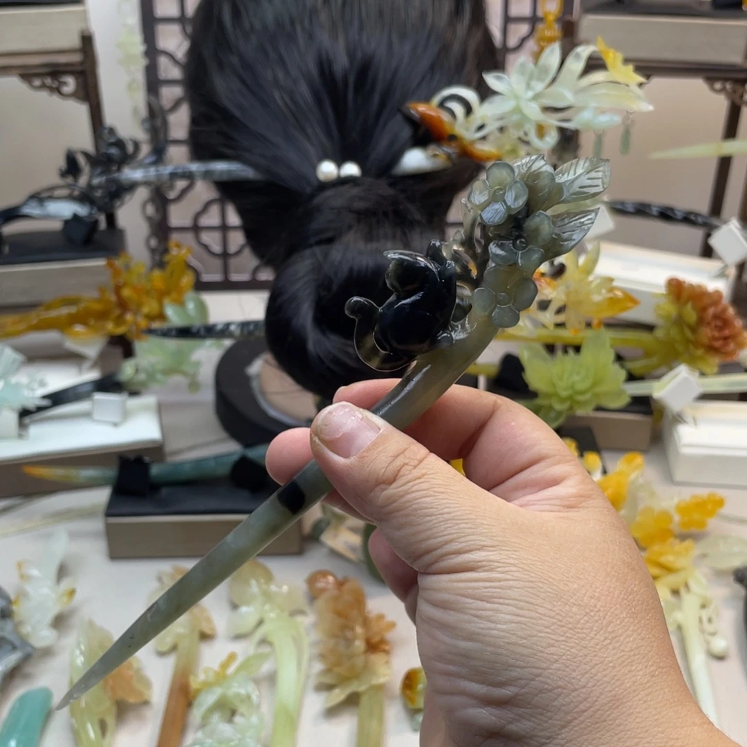 蛇纹石玉合金发饰