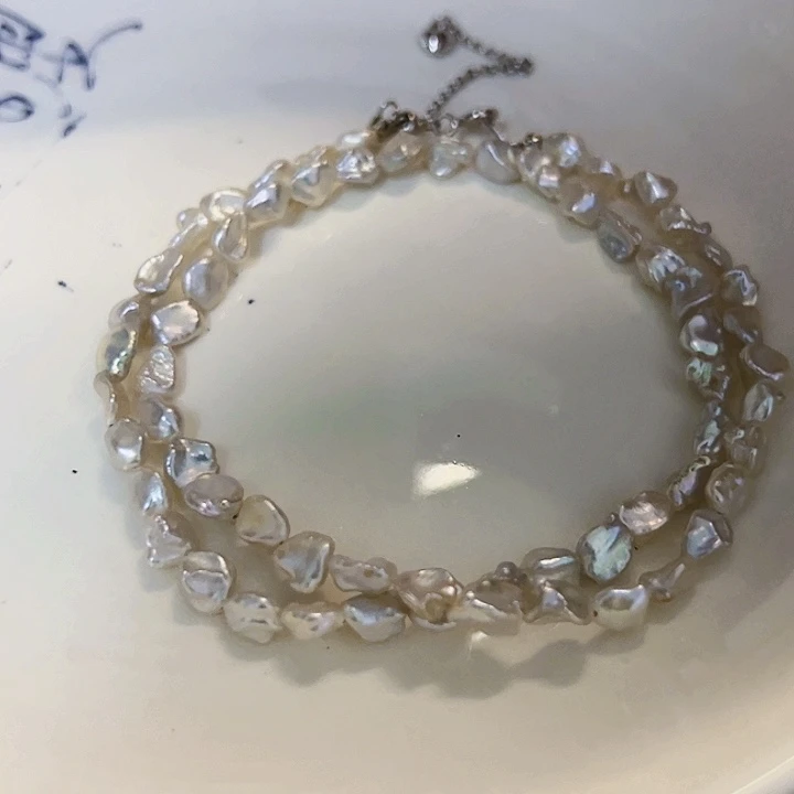 淡水珍珠银S925镶嵌项链