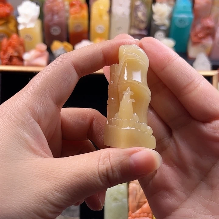 老挝石印石蓝*手工定制设计2.1厘米，竹