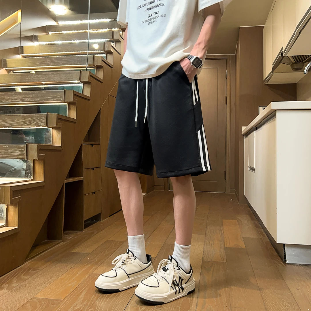 夏季百搭宽松外穿运动短裤花纹微弹力夏季简约风常规款新潮青年