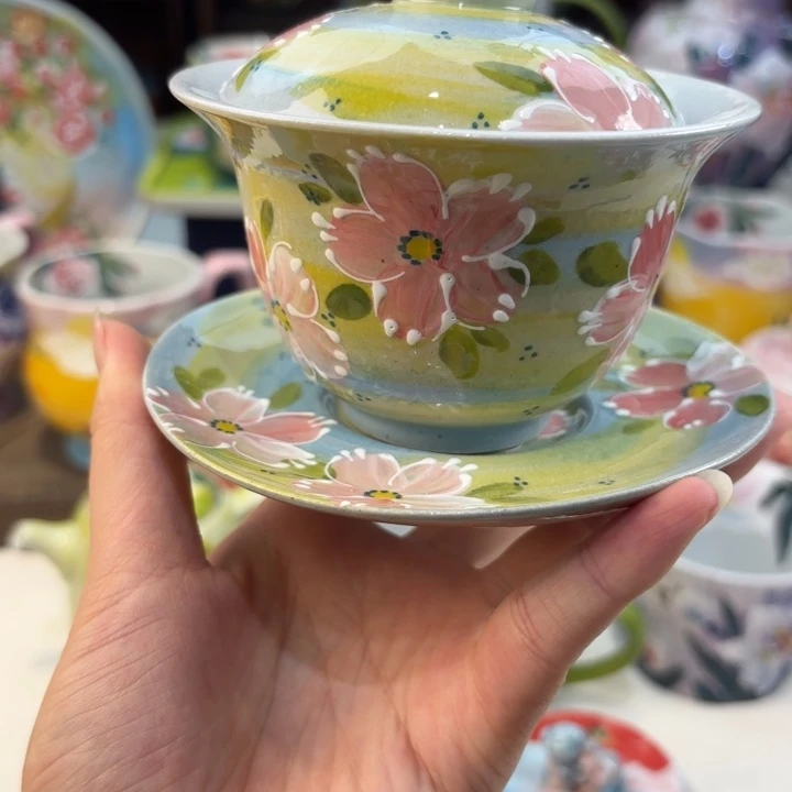 瓷片景德镇手绘高温釉下彩陶瓷茶具
