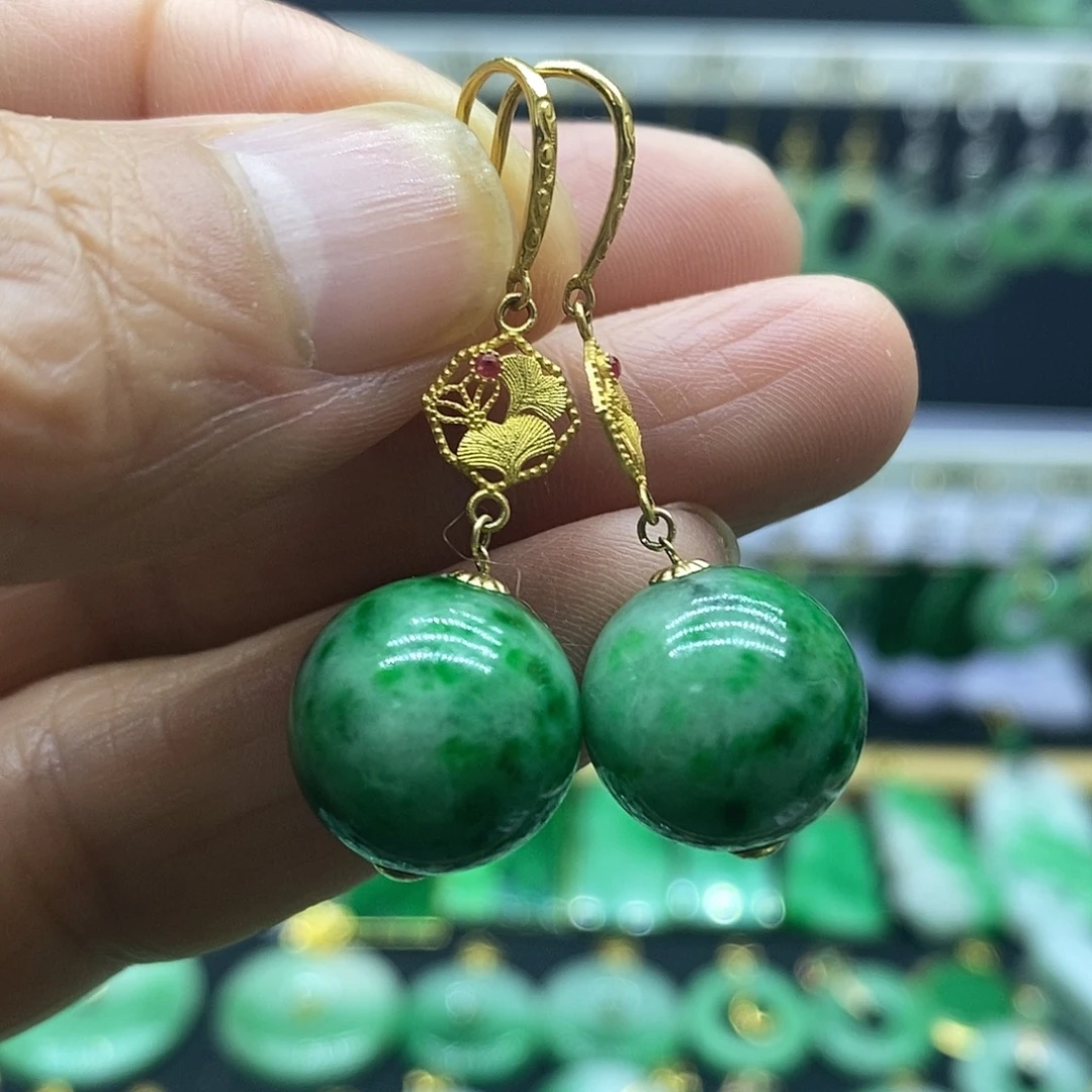 翡翠18K金镶嵌耳饰耳饰