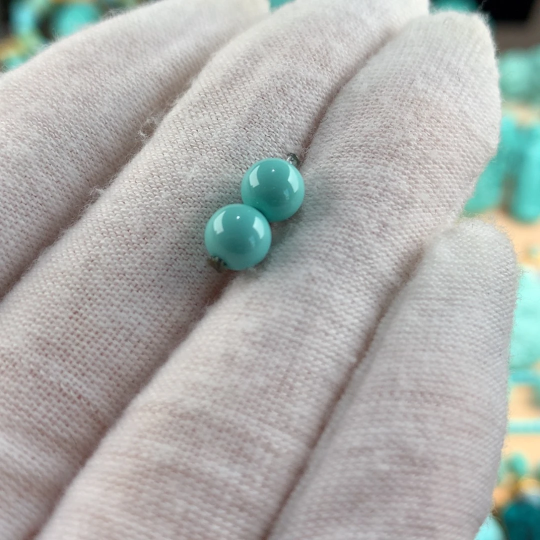 未镶嵌绿松石圆珠对珠卡6