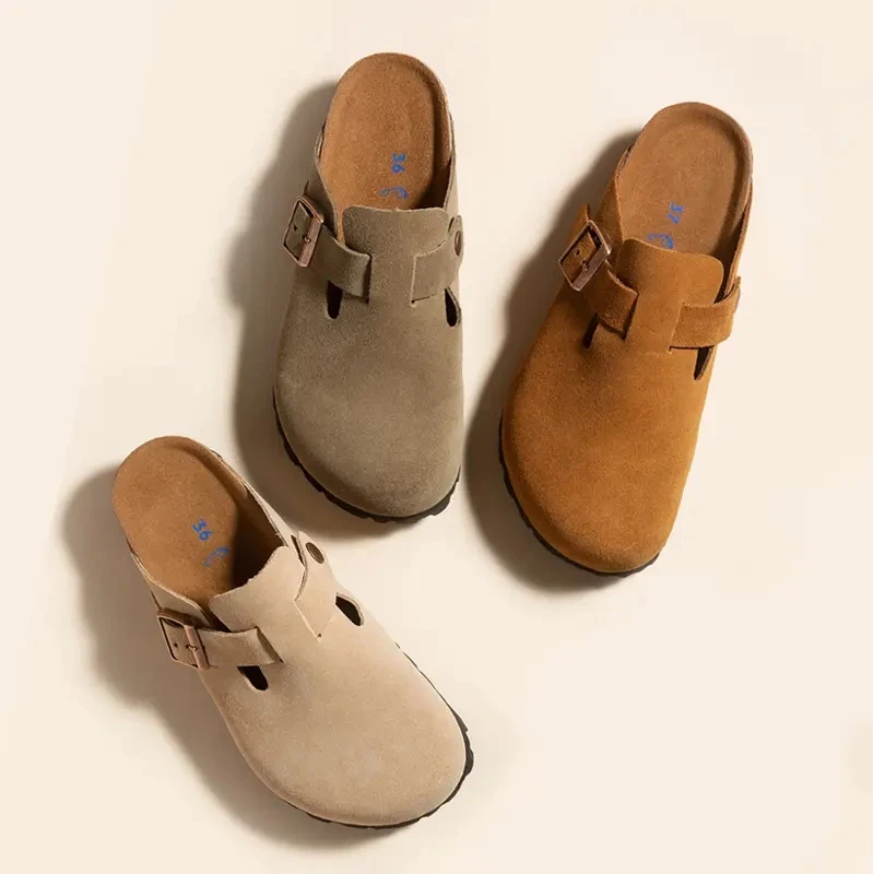 [增高3公分]手工半包拖鞋内增高女款潮流时尚百搭休闲新款博肯鞋