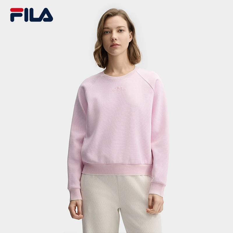 FILA新款2025女子时尚休闲套头宽松圆领百搭长袖卫衣 F11W513209F