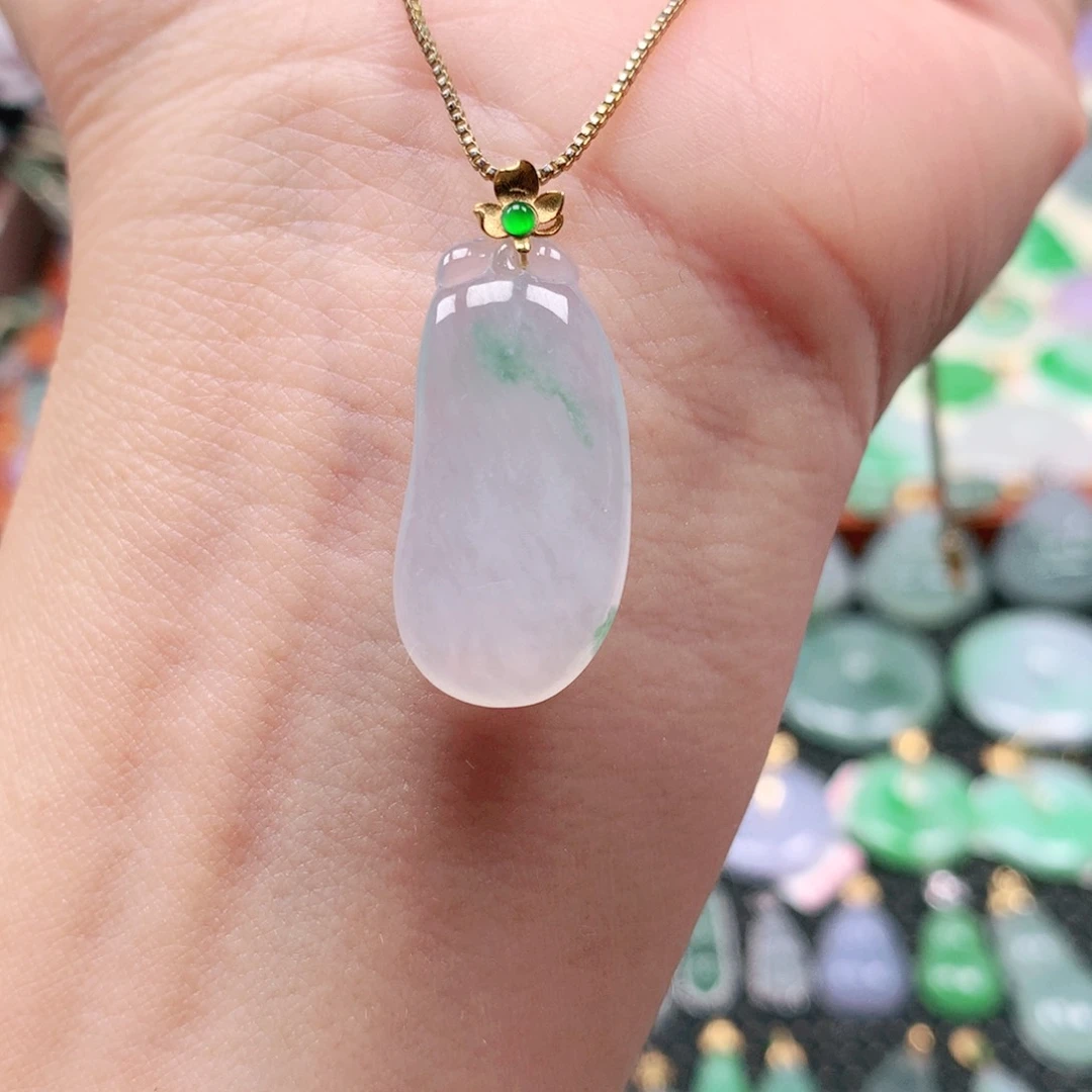 吊坠(不含链)18K金镶嵌翡翠