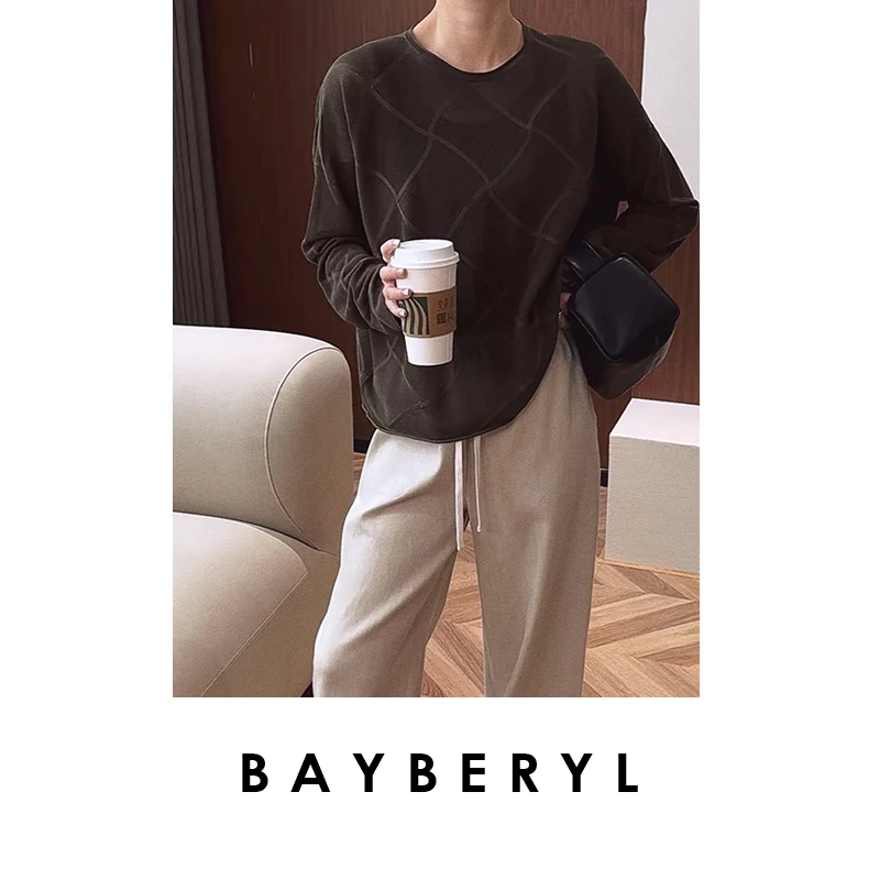 Z6-BAYBERYL老贝菱格罩衫圆领微透丝棉百搭25针织衫ZZS5C1526