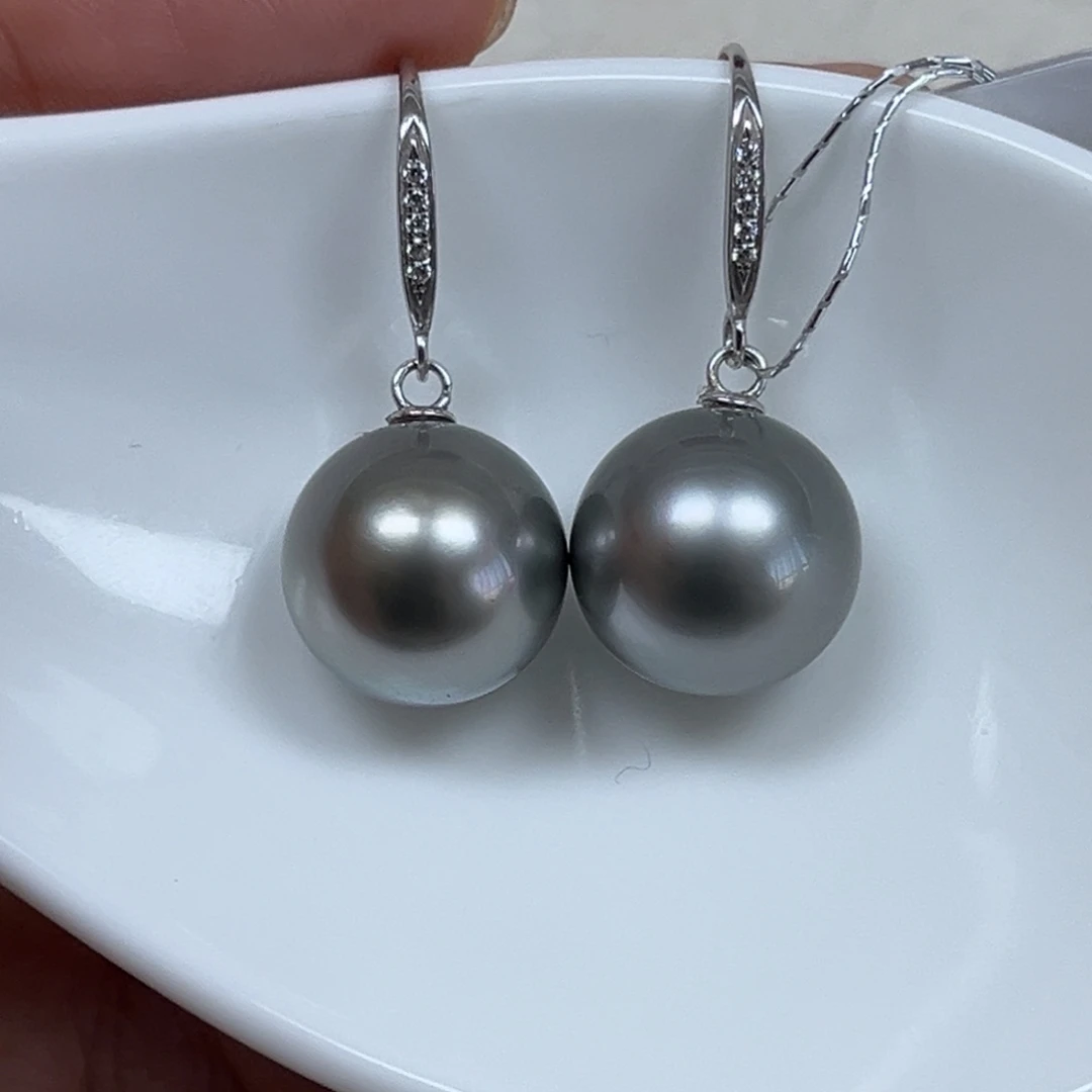 海水珍珠18K金镶嵌耳饰11-12mm