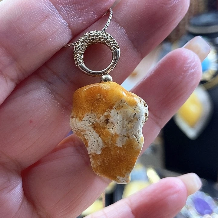 琥珀银S925镶嵌颈饰吊坠