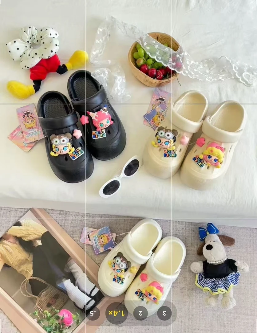 【可爱茉莉】夏季卡通时尚软底增高洞洞鞋
