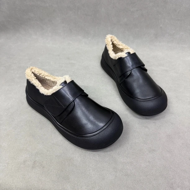 2052-1A休闲风复古港风棉鞋棉靴轻职风纯色勃肯鞋