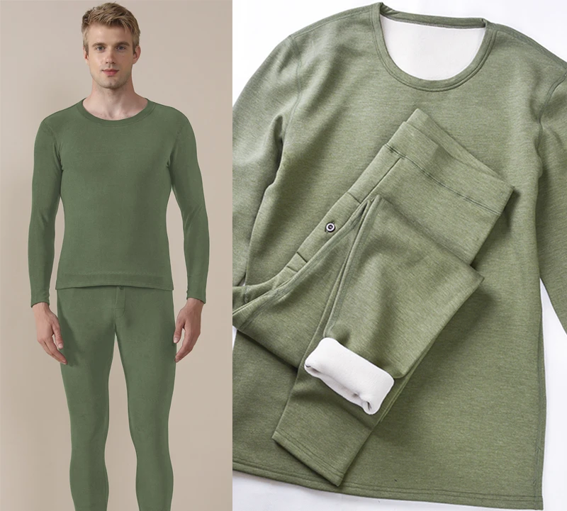 加绒加厚双面男款秋冬保暖防寒套装上衣裤子雪花绒透气锁温高弹A