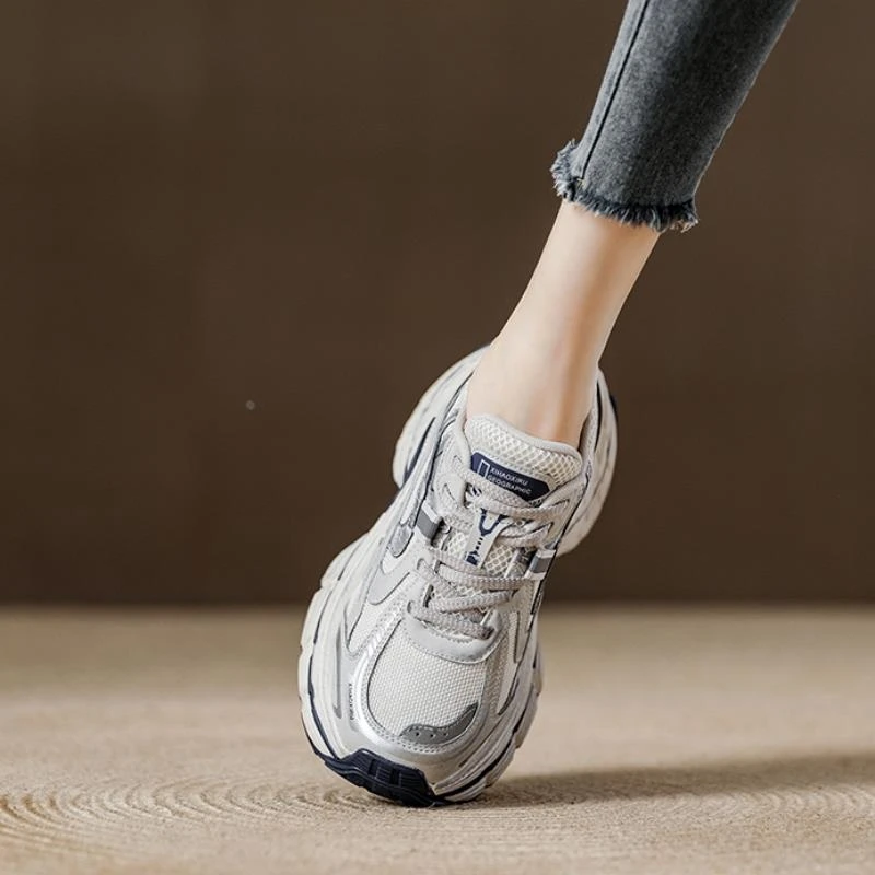 西班牙小众品牌超软！厚底增高运动鞋女2025春秋新款网面透气女鞋