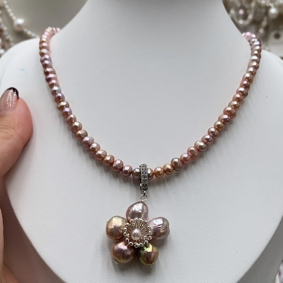 淡水珍珠银S925镶嵌耳饰