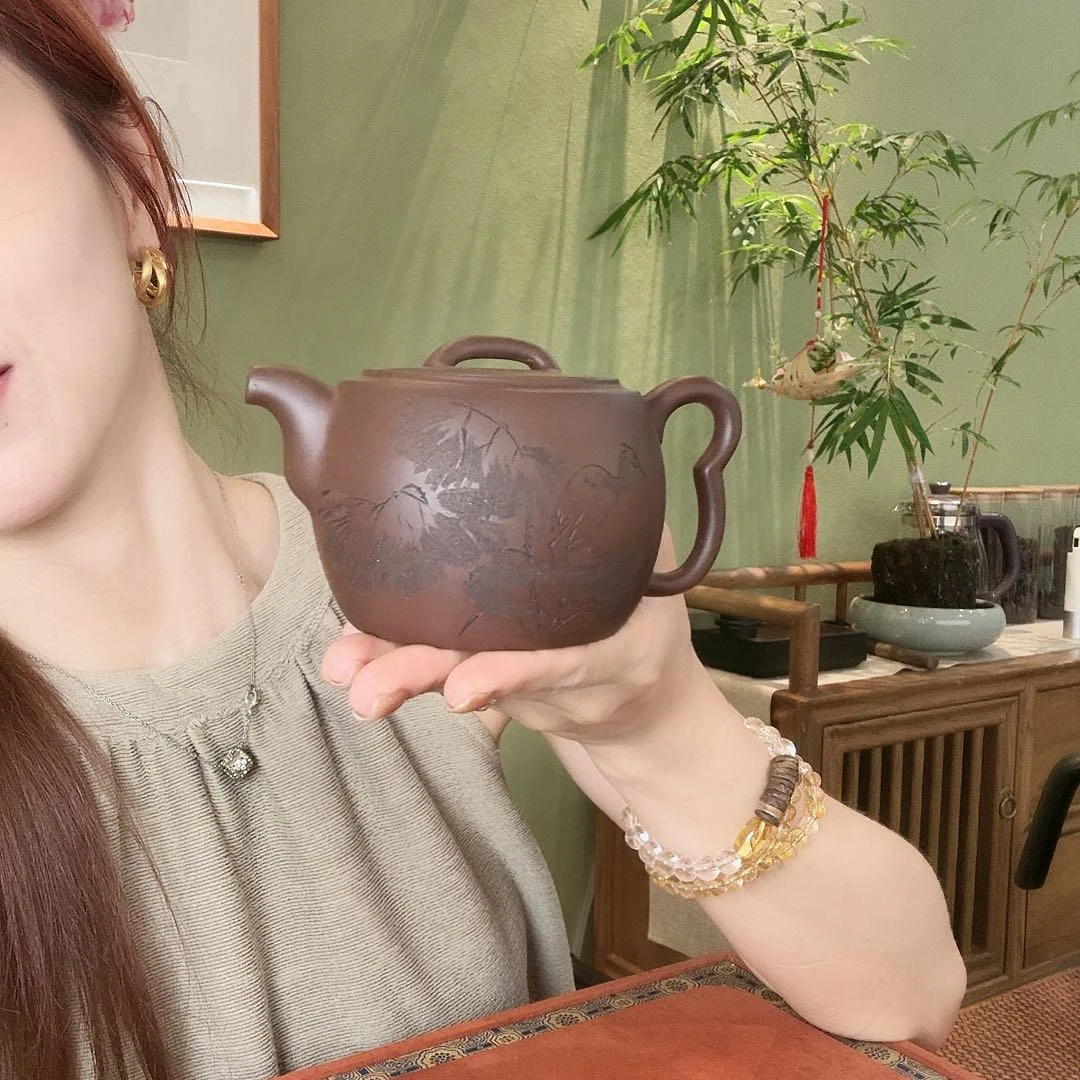 o***y紫砂茶壶底槽清耳把