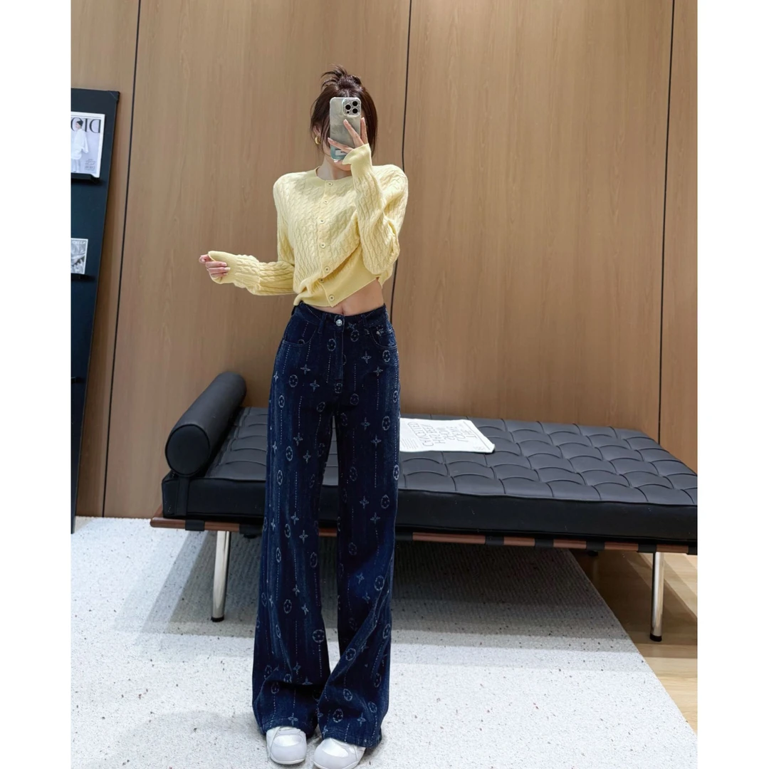 【SEVENWANG】25 | 定制彩织老花刺绣绒感软牛仔直筒裤W6855