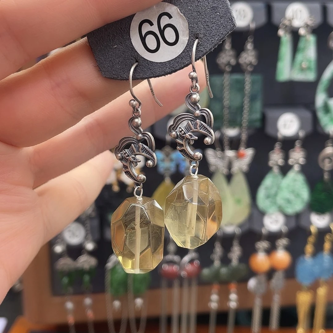 紫晶耳饰银S925镶嵌西**月943fhjhhhh