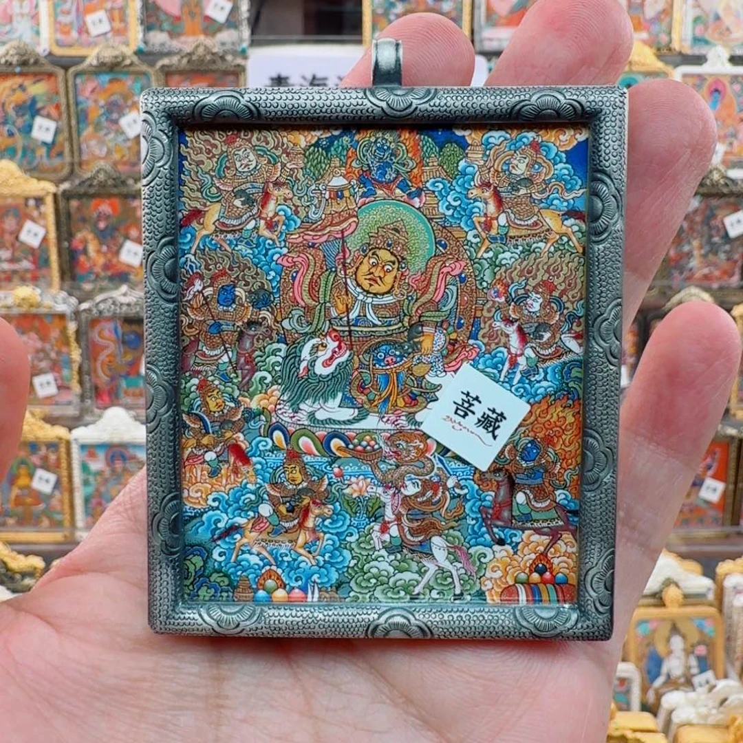 吊坠八马财尊 顶工 热贡 5乘6