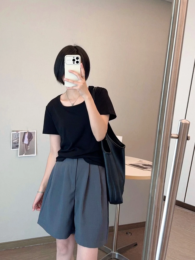 heyguai休闲阔腿五分西装裤