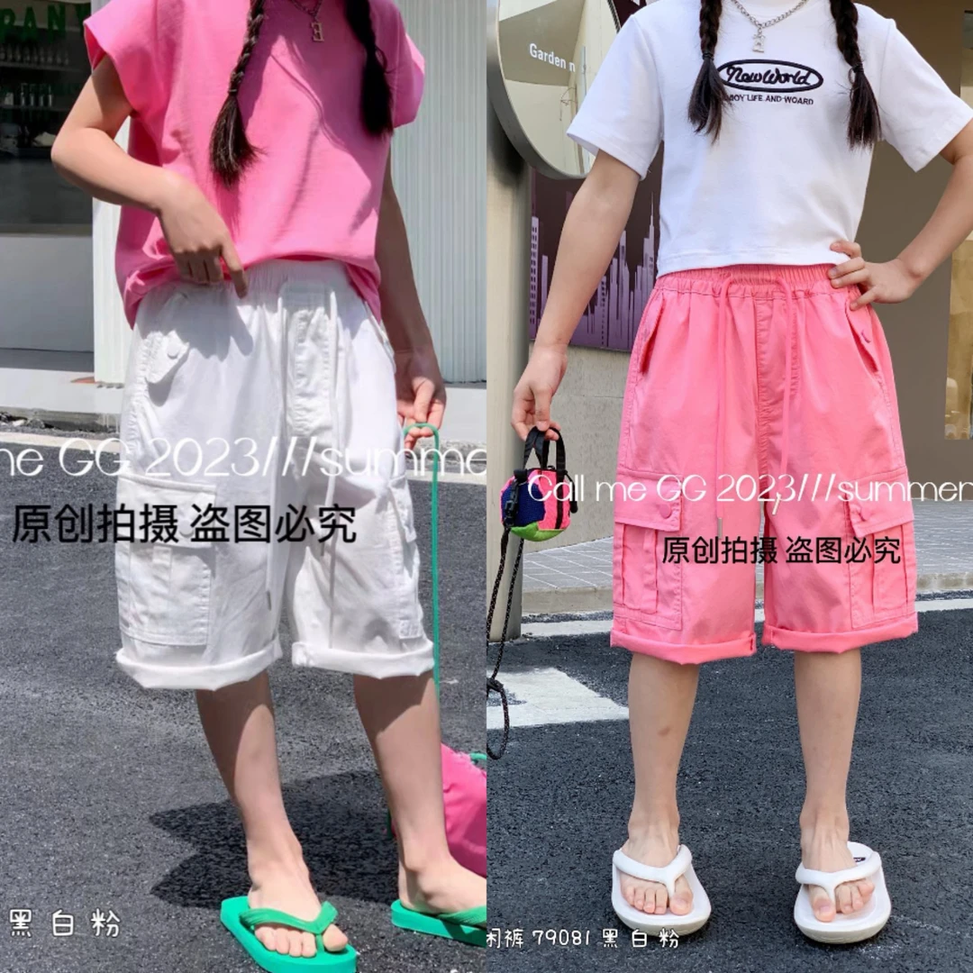 叫我格格休闲工装裤79081 儿童夏季休闲裤中裤宽松潮流薄款百搭潮